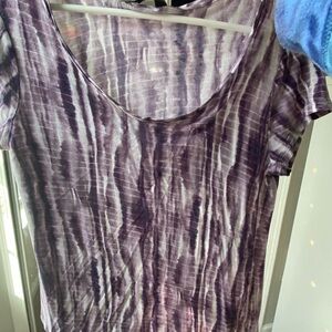 Simply Vera Vera Wang Purple Striped Short Sleeve Top